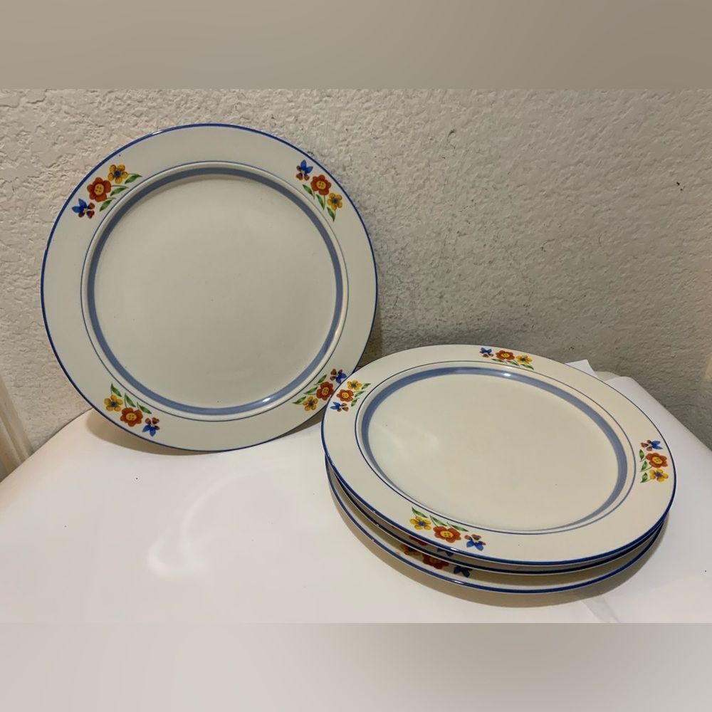 4 International Stoneware Dynasty Collection Sassafras 1678 Dinner Plates G6